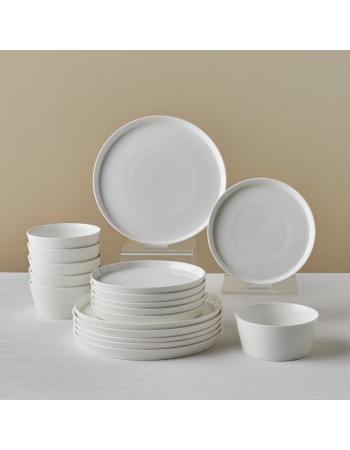 Karaca Salvare 18-Piece Bone China Dinner Set for 6 People, White