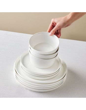 Karaca Salvare 18-Piece Bone China Dinner Set for 6 People, White