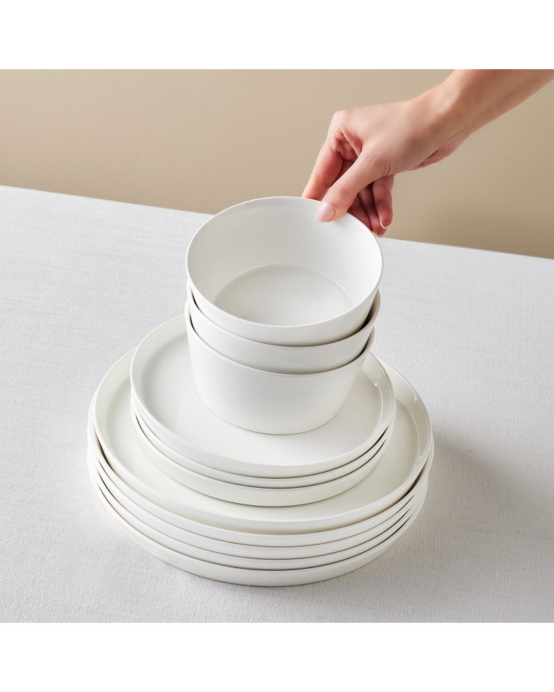 Karaca Salvare 18-Piece Bone China Dinner Set for 6 People, White