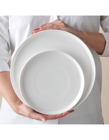 Karaca Salvare 18-Piece Bone China Dinner Set for 6 People, White