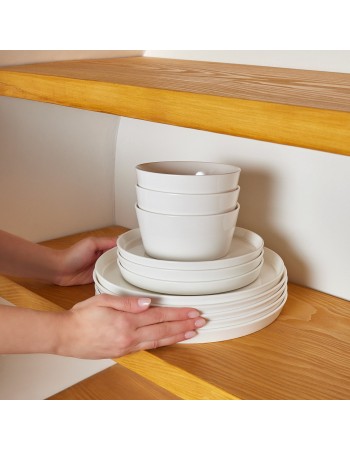 Karaca Salvare 18-Piece Bone China Dinner Set for 6 People, White