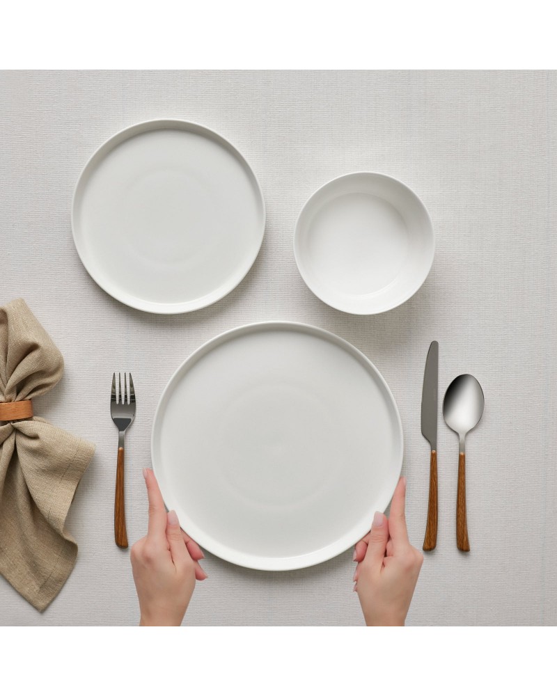 Karaca Salvare 18-Piece Bone China Dinner Set for 6 People, White