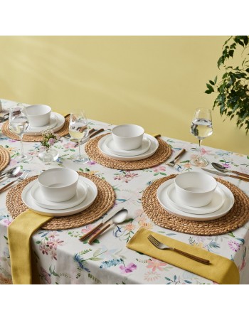 Karaca Salvare 18-Piece Bone China Dinner Set for 6 People, White