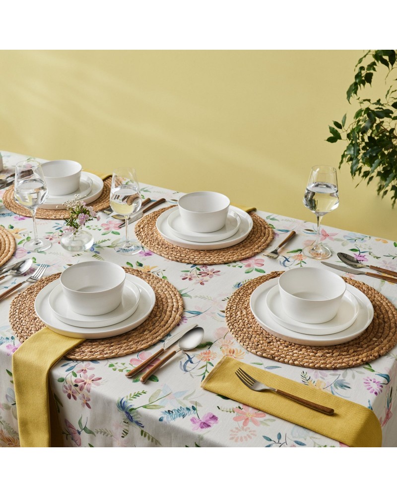 Karaca Salvare 18-Piece Bone China Dinner Set for 6 People, White