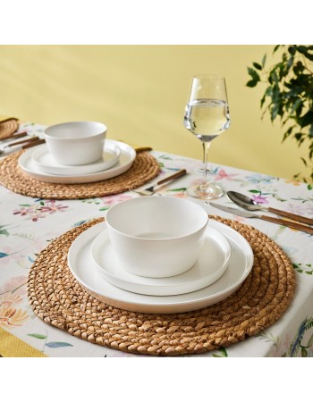 Karaca Salvare 18-Piece Bone China Dinner Set for 6 People, White