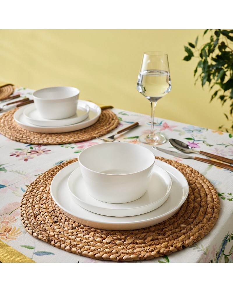 Karaca Salvare 18-Piece Bone China Dinner Set for 6 People, White