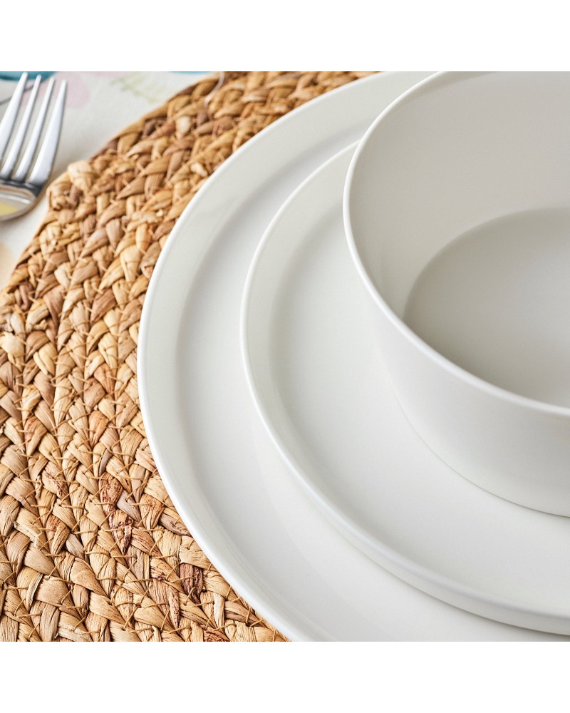 Karaca Salvare 18-Piece Bone China Dinner Set for 6 People, White