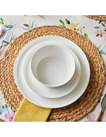 Karaca Salvare 18-Piece Bone China Dinner Set for 6 People, White