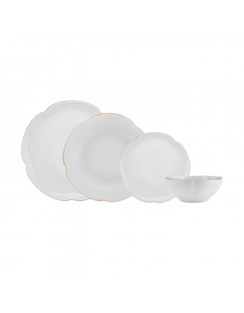 Karaca Flora 24-Piece Bone China Dinner Set for 6 People, Gold