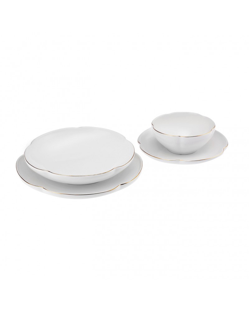 Karaca Flora 24-Piece Bone China Dinner Set for 6 People, Gold