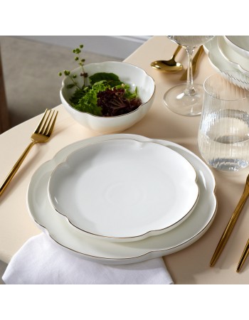 Karaca Flora 24-Piece Bone China Dinner Set for 6 People, Gold