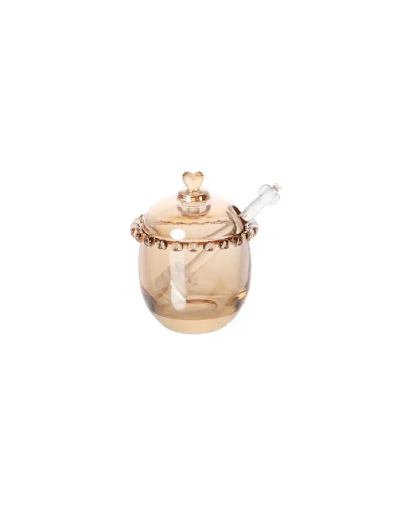 Karaca Glory Glass Honey Storage Jar, 9cm, Amber