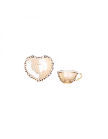 Karaca Glory 2-Piece Espresso Turkish Coffee Cup Set, 80ml, Amber
