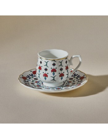 Karaca Ebruli 12-Piece Bone China Espresso Turkish Coffee Cup Set for 6 People, 90ml, Multi