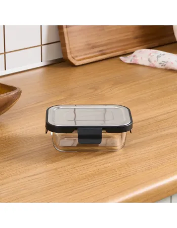 Karaca Vera Storage Container with Metal Lid, 370ml, Clear