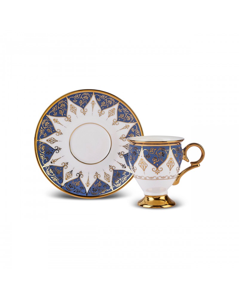 Karaca Merve 4-Piece Bone China Espresso & Turkish Coffee Cup Set, 100ml, Blue