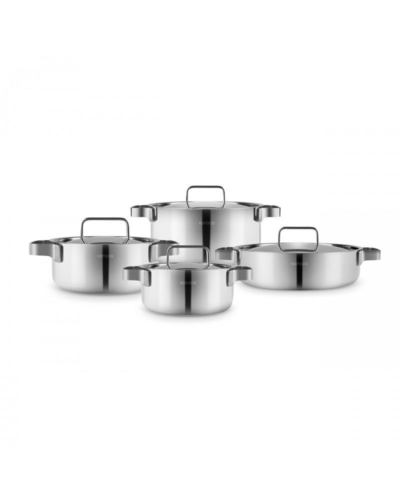 Karaca Powersteel 316+ 3Ply Onyx Stainless Steel Induction Cookware Set, Silver