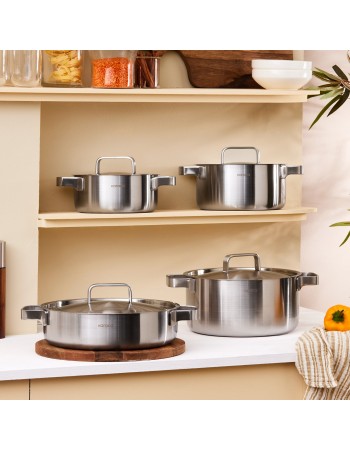 Karaca Powersteel 316+ 3Ply Onyx Stainless Steel Induction Cookware Set, Silver