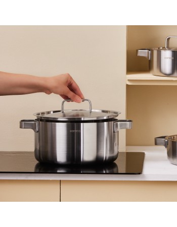 Karaca Powersteel 316+ 3Ply Onyx Stainless Steel Induction Cookware Set, Silver