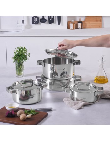 Karaca Powersteel 316+ 3Ply Onyx Stainless Steel Induction Cookware Set, Silver