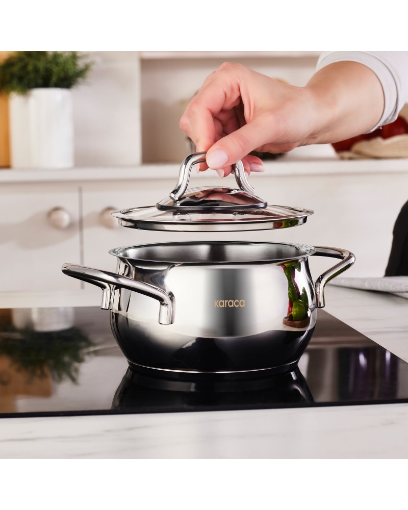 Karaca Emirgan Stainless Steel Stockpot with Lid, 14cm, Silver