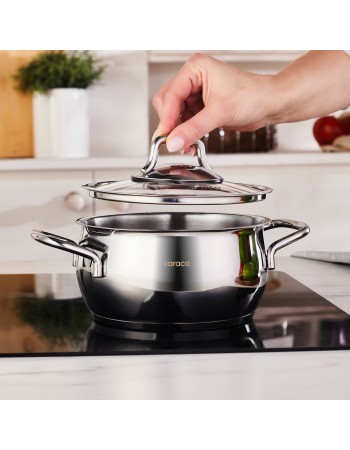 Karaca Emirgan Stainless Steel Stockpot with Lid, 16cm, Silver