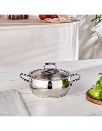 Karaca Emirgan Stainless Steel Stockpot with Lid, 18cm, Silver