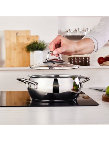 Karaca Emirgan Stainless Steel Stockpot with Lid, 18cm, Silver