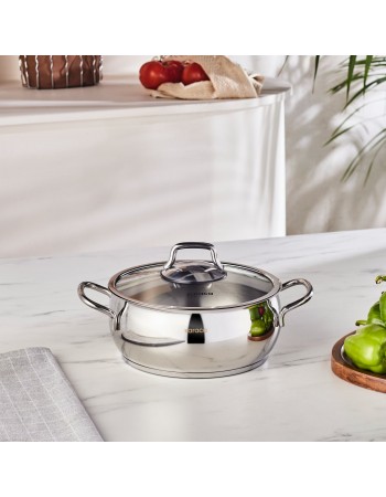 Karaca Emirgan Stainless Steel Stockpot with Lid, 20cm, Silver