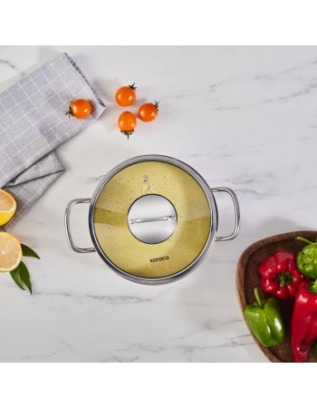 Karaca Emirgan Stainless Steel Stockpot with Lid, 20cm, Silver