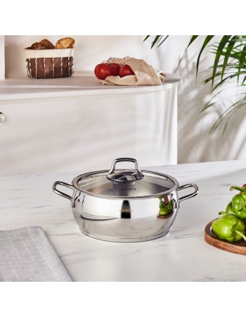 Karaca Emirgan Stainless Steel Stockpot with Lid, 22cm, Silver