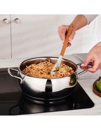 Karaca Emirgan Stainless Steel Stockpot with Lid, 22cm, Silver