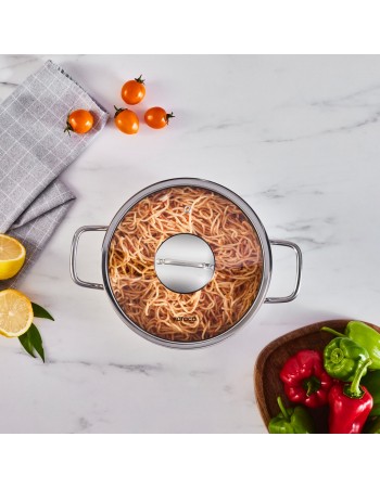 Karaca Emirgan Stainless Steel Stockpot with Lid, 22cm, Silver