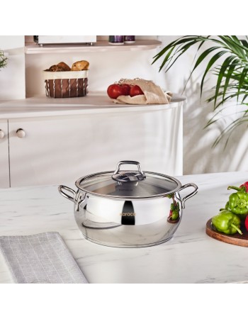 Karaca Emirgan Stainless Steel Stockpot with Lid, 24cm, Silver