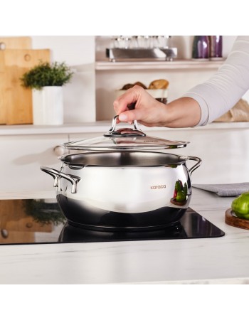 Karaca Emirgan Stainless Steel Stockpot with Lid, 24cm, Silver