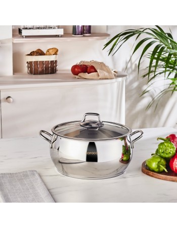 Karaca Emirgan Stainless Steel Stockpot with Lid, 26cm, Silver