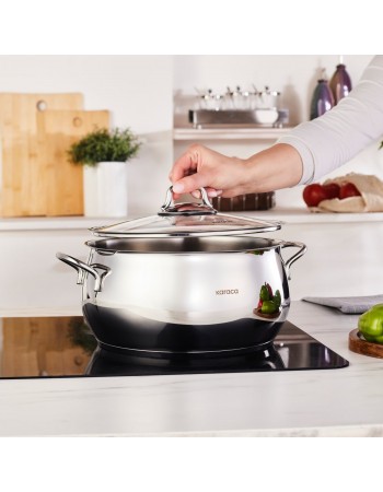 Karaca Emirgan Stainless Steel Stockpot with Lid, 26cm, Silver