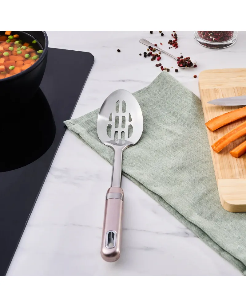 Karaca Mastermaid Slotted Serving Spoon, 32.2x6.5cm, Rose Gold