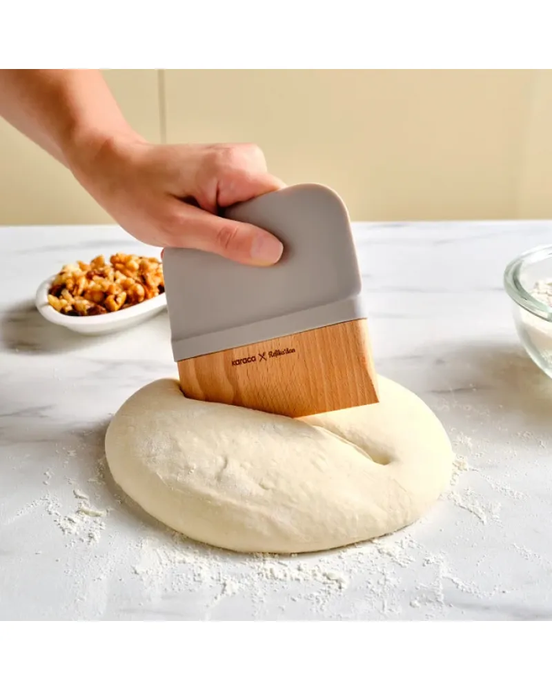 Karaca x Refika Double Sided Wooden Dough Scraper, Gray