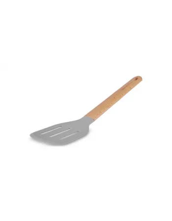Karaca x Refika Wooden Handled Silicone Slotted Spatula, Gray