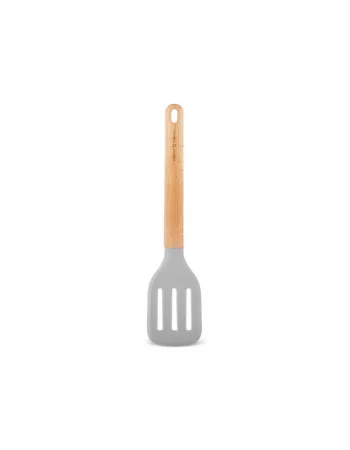 Karaca x Refika Wooden Handled Silicone Slotted Spatula, Gray