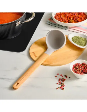 Karaca x Refika Wooden Handle Silicone Ladle, Gray