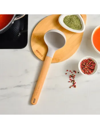 Karaca x Refika Wooden Handle Silicone Ladle, Gray