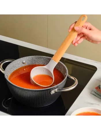 Karaca x Refika Wooden Handle Silicone Ladle, Gray Karaca x Refika Wooden Handle Silicone Ladle, Gray