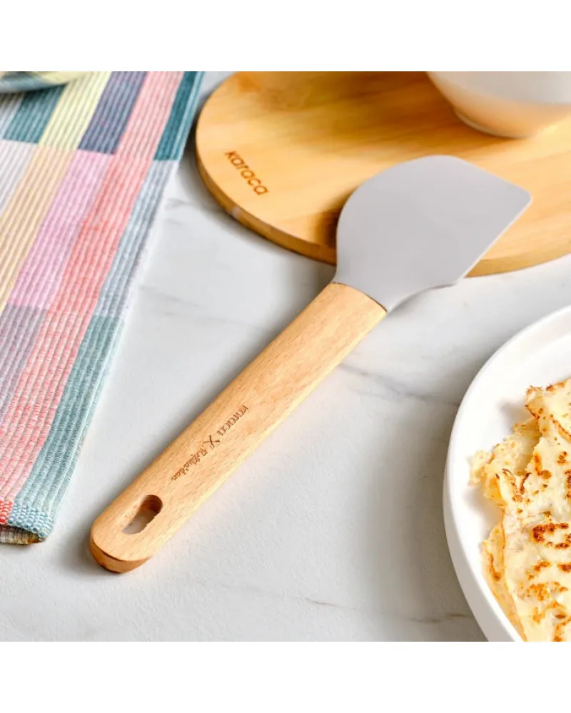 Karaca x Refika Wooden Handle Silicone Spatula, Gray