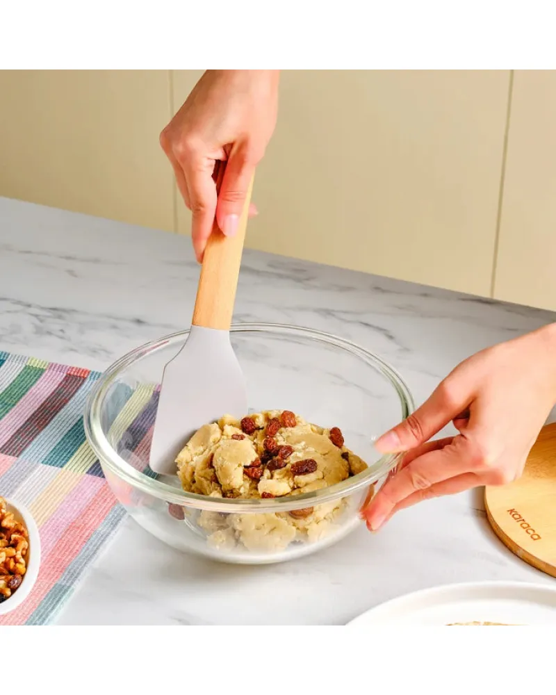 Karaca x Refika Wooden Handle Silicone Spatula, Gray
