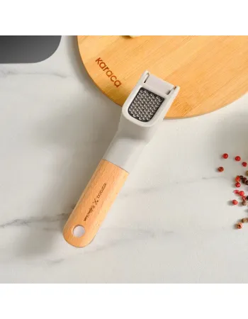 Karaca x Refika Garlic Crusher with Wooden Handled, Gray