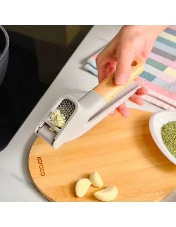 Karaca x Refika Garlic Crusher with Wooden Handled, Gray