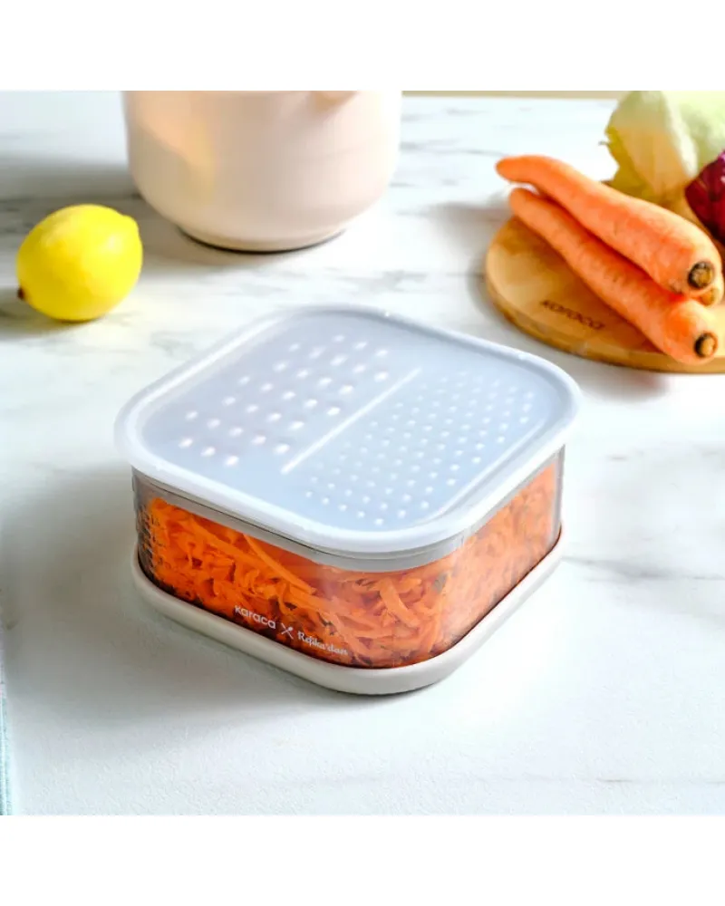 Karaca x Refika Grater with Storage Container, 500ml, Gray
