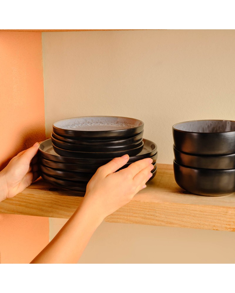 Karaca Messina Reactive Glaze 16-Piece Dinner Set for 4 People, Multi